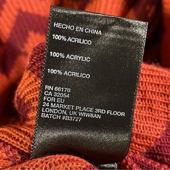 Staring at Stars Tribal Aztec Open Front Waterfall Red Orange Sweater S - Picture 8 of 8